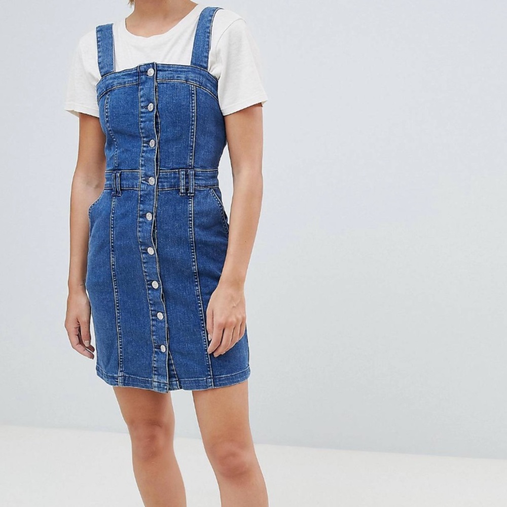 Mango Blue Button Through Denim Dress